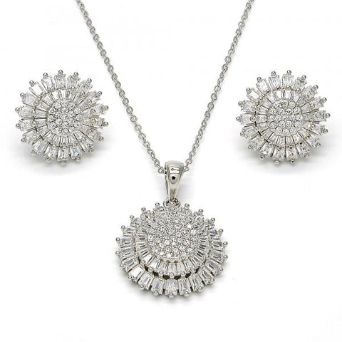 Juego de Arete y Dije de Adulto 10.286.0002 Plata Rodinada, con Zirconia Cubica Blanca, Pulido, Rodinado