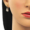 Arete Gancho Frances 5.125.012.4 Oro Laminado, Diseño de Gota, con Zirconia Cubica Blanca, Pulido, Dorado