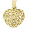 Dije Elegante 5.181.005 Oro Laminado, Diseño de Corazon, con Zirconia Cubica , Dorado