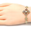 Pulsera Elegante 03.357.0007.1.07 Oro Laminado, Diseño de Flor y Gota, Diseño de Flor, con Zirconia Cubica Granate y Blanca, Pulido, Dorado