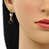 Arete Gancho Frances 02.122.0112.1 Oro Laminado, con Cristal Amatista Oscuro, Pulido, Dorado