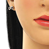 Arete Dormilona 02.369.0035 Plata Rodinada, Diseño de Infinito, con Zirconia Cubica Blanca, Pulido, Rodinado