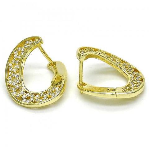 Argolla Huggie 02.186.0153.15 Plata Rodinada, con Micro Pave Blanca, Pulido, Dorado