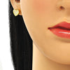 Arete Dormilona 02.369.0001.2 Plata Rodinada, Diseño de Corazon, con Zirconia Cubica Blanca, Pulido, Dorado