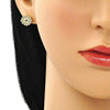 Arete Dormilona 02.156.0553 Oro Laminado, Diseño de Ojo Griego, con Micro Pave Zafiro Azul y Blanca, Pulido, Dorado