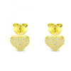 Arete Dormilona 02.369.0014.2 Plata Rodinada, Diseño de Corazon, con Zirconia Cubica Blanca, Pulido, Dorado