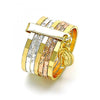 Anillo Elegante 01.253.0038.07 Oro Laminado, Diseño de Semanario y Guadalupe, Diseño de Semanario, Diamantado, Tricolor