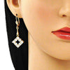 Arete Largo 02.387.0053 Oro Laminado, con Zirconia Cubica Blanca, Pulido, Dorado