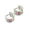 Argolla Huggie 02.230.0048.3.10 Acero Inoxidable, con Cristal Rosado y Blanca, Pulido, Acero