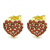 Arete Dormilona 02.283.0032.1 Oro Laminado, Diseño de Corazon, con Zirconia Cubica Granate, Pulido, Dorado