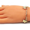 Pulsera de Dije 03.331.0177.08 Oro Laminado, Diseño de Mariposa, Pulido, Dorado