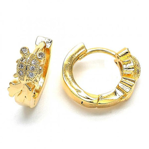 Argolla Huggie 02.156.0133 Oro Laminado, con Micro Pave Blanca, Pulido, Dorado