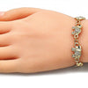 Pulsera Elegante 03.380.0035.07 Oro Laminado, Diseño de Elefante, con Cristal Blanca y Negro, Pulido, Dorado