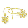 Arete Colgante 02.366.0001.1 Plata Rodinada, Diseño de Flor, con Zirconia Cubica Blanca, Pulido, Dorado