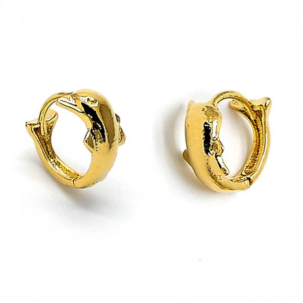 Argolla Huggie 5.133.020 Oro Laminado, Diseño de Delfin, Pulido, Dorado