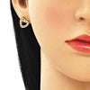 Arete Dormilona 02.156.0388.1 Oro Laminado, Diseño de Corazon, con Micro Pave Granate y Blanca, Pulido, Dorado