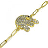 Pulsera Elegante 03.316.0078.1.07 Oro Laminado, Diseño de Paperclip y Elefante, Diseño de Paperclip, con Micro Pave Blanca y Negro, Pulido, Dorado
