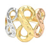 Anillo Elegante 5.175.006.07 Oro Laminado, Diseño de Infinito, Diamantado, Tricolor