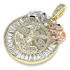 Dije Religioso 05.380.0030 Oro Laminado, Diseño de Moneda Centenario y Angel, Diseño de Moneda Centenario, con Cristal Blanca y Negro, Pulido, Tricolor