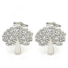 Arete Dormilona 02.336.0128 Plata Rodinada, Diseño de Arbol, con Zirconia Cubica Blanca, Pulido, Rodinado