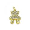 Dije Elegante 05.381.0002 Oro Laminado, Diseño de Osito, con Micro Pave Blanca y Negro, Pulido, Dorado