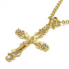 Dije Religioso 05.253.0048 Oro Laminado, Diseño de Crucifijo, con Zirconia Cubica Granate y Blanca, Pulido, Dorado