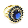 Anillo Multi Piedra 01.346.0021.4.09 Oro Laminado, con Zirconia Cubica Zafiro Azul y Blanca, Pulido, Dorado