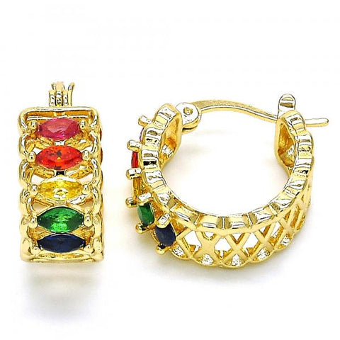 Argolla Pequeña 02.210.0299.4.20 Oro Laminado, con Zirconia Cubica Multicolor, Pulido, Dorado