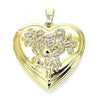 Dije Relicario 05.117.0016 Oro Laminado, Diseño de Corazon y Flor, Diseño de Corazon, Pulido, Dorado