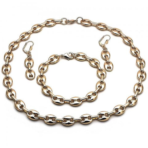 Collar, Pulso y Arete 06.372.0051 Oro Laminado, Diseño de Mariner, Pulido, Dorado