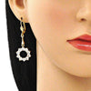 Arete Largo 02.387.0054 Oro Laminado, con Zirconia Cubica Blanca, Pulido, Dorado