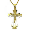 Collares con Dije 04.116.0055.1.30 Acero Inoxidable, Diseño de Crucifijo, Pulido, Dorado