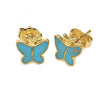 Arete Dormilona 5.126.069 *PROMO* Oro Laminado, Diseño de Mariposa, Esmaltado Turquesa, Dorado