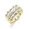 Anillo Multi Piedra 01.346.0020.08 Oro Laminado, con Zirconia Cubica Blanca, Pulido, Dorado