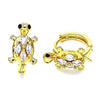 Argolla Huggie 02.210.0712.12 Oro Laminado, Diseño de Tortuga, con Zirconia Cubica Blanca, Pulido, Dorado