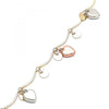 Tobillera de Dije 03.331.0060.10 Oro Laminado, Diseño de Corazon, Pulido, Tricolor