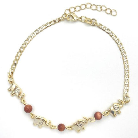 Pulsera Básica 03.02.0094.07 Oro Laminado, Diseño de Cubana y Elefante, Diseño de Cubana, Pulido, Dorado