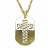 Dije Religioso 05.09.0067 Oro Laminado, Diseño de Cruz, Pulido, Dorado