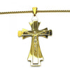 Collares con Dije 04.116.0055.1.30 Acero Inoxidable, Diseño de Crucifijo, Pulido, Dorado