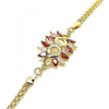 Pulsera Elegante 03.63.2126.08 Oro Laminado, con Zirconia Cubica Granate y Blanca, Pulido, Dorado