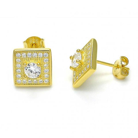 Arete Dormilona 02.186.0023.2 Plata Rodinada, con Zirconia Cubica Blanca, Pulido, Dorado