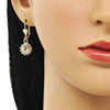 Arete Colgante 02.122.0113.5 Oro Laminado, con Cristal Blanca, Pulido, Dorado