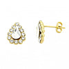Arete Dormilona 02.59.00052.1 Oro Laminado, Diseño de Gota, con Cristal Blanca, Pulido, Dorado