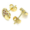 Arete Dormilona 02.344.0041.1 Oro Laminado, Diseño de Corazon, con Micro Pave Granate y Blanca, Pulido, Dorado