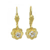 Arete Colgante 5.090.010 Oro Laminado, Diseño de Flor, con Zirconia Cubica Blanca, Diamantado, Dorado