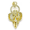 Dije Religioso 05.213.0112 Oro Laminado, Diseño de Angel, Pulido, Dorado