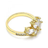 Anillo Multi Piedra 01.221.0008.09 Oro Laminado, Diseño de Gota, con Zirconia Cubica Blanca, Pulido, Dorado