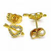 Arete Dormilona 02.344.0032 Oro Laminado, Diseño de Corazon, con Zirconia Cubica Blanca, Pulido, Dorado