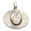 Dije Religioso 5.196.020 Oro Laminado, Diseño de Sagrado Corazon de Maria, Diamantado, Tricolor