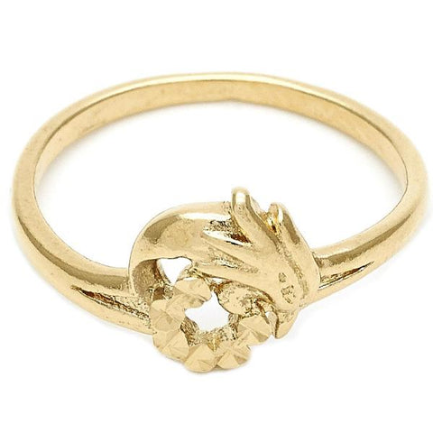 Anillo Elegante 01.63.0566.08 Oro Laminado, Diseño de Pajaro, Diamantado, Dorado